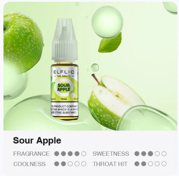 Liquid ELFLIQ Nic SALT Sour Apple 10ml - 10mg