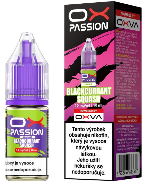 Liquid OXVA OX PASSION Salts Blackcurrant Squash 10ml - 10mg